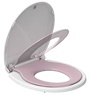 Toilet Seat, Round Toilet Seat with Toddler Seat Built in, Potty Training Toilet Seat Round Fits Both Adult and Child, with Slow Close and Magnets- white and pink