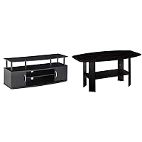 Furinno Jaya Large Entertainment Stand for TV Up to 50 Inch, Blackwood & Simple Design Coffee Table, Espresso
