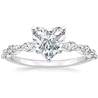 ERAA Jewel 1.5 CT Heart Colorless Moissanite Engagement Ring, Wedding Bridal Ring Set, Eternity Silver Solid 10K 14K 18K Gold Diamond Solitaire Prong Set Anniversary Promise Ring for Her