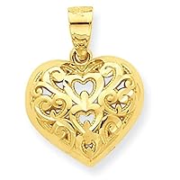 Saris and Things 10k Yellow Gold Solid Diamond-Cut Heart Charm Pendant