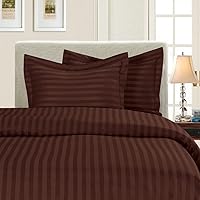 Elegant Comfort 1500 Thread Count -Damask Stripes- Egyptian Quality Luxurious Silky Soft Wrinkle & Fade Resistant 3pc Duvet Cover Set, Full/Queen, Chocolate Brown