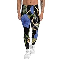 Men’s Leggings Workout Gym Pants Activewear Blue Stripe Onyx Frost Black