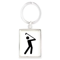 Portrait Keychain Golf Stroke Swing Traffic Symbol