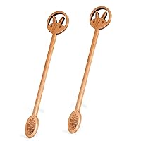 BinaryABC Easter Rabbit Bunny Coffee Spoon,Easter Espresso Stirring Spoon,Easter Wooden Mixing Spoon,Easter Party Tableware Set,2PCS