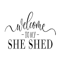 Welcome to My She Shed Lettering Wall Stickers Modern Wall Decal Vinyl Mural Decals Quotes for Living Room Kids Room Home Decor