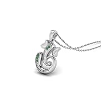 925 Sterling Silver Natural Round Emerald Gemstone Hindu Religious Ganesh Necklace Men Women Necklace Pendant