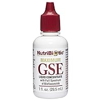 NutriBiotic – Maximum GSE, 1 Oz Liquid | Grapefruit Seed Extract Premium Concentrate with Bioflavonoids | Highly Potent, Vegan, Gluten Free & Non-GMO