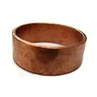 Wide 8mm Solid Copper Ring with Hammerred Design Made in USA Snug Fit
