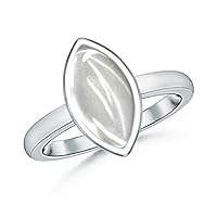 Choose Your Natural Gemstone Ring Marquise Shape Sterling Silver Cabochon Birthstones Jewellery