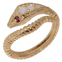 LBG 9k Rose Gold Natural Opal Ruby Womens Band Ring - Sizes 4 to 12 Available