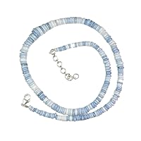 Myhealingworld Natural Rondelle Shape Blue Owyhee Opal Gemstone Beads 16 inch Beaded Necklace with Additional 2 inch Extension Beads Size Varies From 4mm to 5mm.