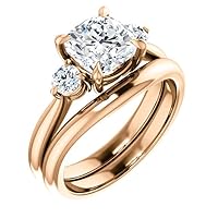 10K Solid Rose Gold Handmade Engagement Ring 3 CT Cushion Cut Moissanite Diamond Solitaire Wedding/Bridal Ring for Women/Her, Amazing Birthday Gifts for Her