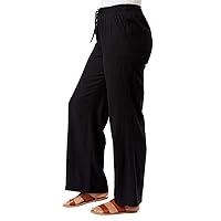 Briggs Ladies' Linen Blend Pull-On Pant (US, Alpha, Large, Regular, Regular, Black)