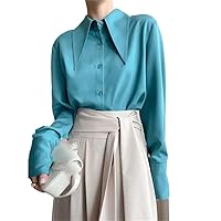 Chic Lapel Shirts Women Thin Blouses Oversize Casual Clothing Spring Summer Single Breasted