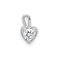 14k White Gold April Simulated Birthstone Heart Charm