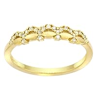Dainty 14k Gold Diamond Tiara Ring for Women and Girls 0.13 ct 1/8 inch wide sizes 6-9