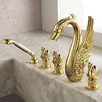 Faucets,Three Handlesd Plating Bathroom Bathtub Faucet 5 Hole and Nobile Slb-68A018-5/Yellow