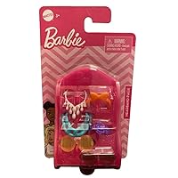 Barbie Doll Accessory Pack - GVY24 ~ Includes 2 Pairs of Sunglasses, 2 Necklaces and 2 Headbands ~ Comes with Pink Accessory Rack
