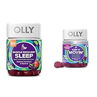OLLY Muscle Recovery Sleep Gummies with Melatonin, Tart Cherry & Vitamin D, Constipation Relief Gummies with Rhubarb, Prunes & Amla - 40 & 30 Count