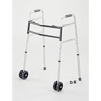 CWAL0010B Heavy Duty Dual Release Aluminum Walker with 5IN Dual Front Wheels, Bariatric, 33-43IN, 500LB