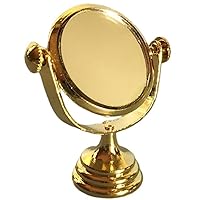 Melody Jane Dolls Houses Dollhouse Shaving Makeup Mirror Brass Gold Dressing Table Bathroom Accessory
