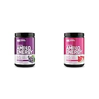 Optimum Nutrition Amino Energy Pre Workout Powder with BCAA - Concord Grape & Watermelon, 30 Servings Each