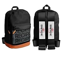 W-POWER JDM Bride Recaro Racing Laptop Travel Backpack Brown Bottom with Adjustable Harness Straps (BRIDE-Black Strap)