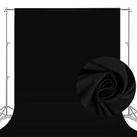 Aimosen 10x8 FT Black Backdrop Background for Photography, Chromakey High Density Polyester Fabric Black Photo Backdrop Curtain Screen Collapsible Seamless for Shoot Portraits Party Video Studio