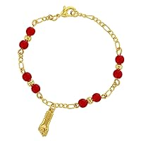 Gold Plated Red Bead Figa Hand Amulet Evil Eye Protection Baby Bracelet 5