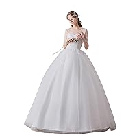 Double Shoulder Floor Length Bridal Gown Wedding Dress