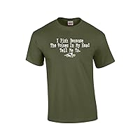 I Fish Because The Voices in My Head Tell Me to Funny Fishing Outdoors Fisherman Boat Humorous Witty-Military-4Xl