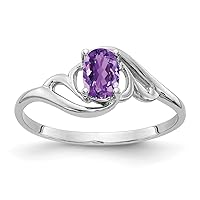 14k White Gold 6x4mm Oval Natural Amethyst Checker Ring Y2094AC