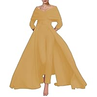 Two Piece Elegant Wedding Guest Dress Scoop Neck Ankle Length 3/4 Length Sleeve Formal Dress with Sash/Ribbon 2024