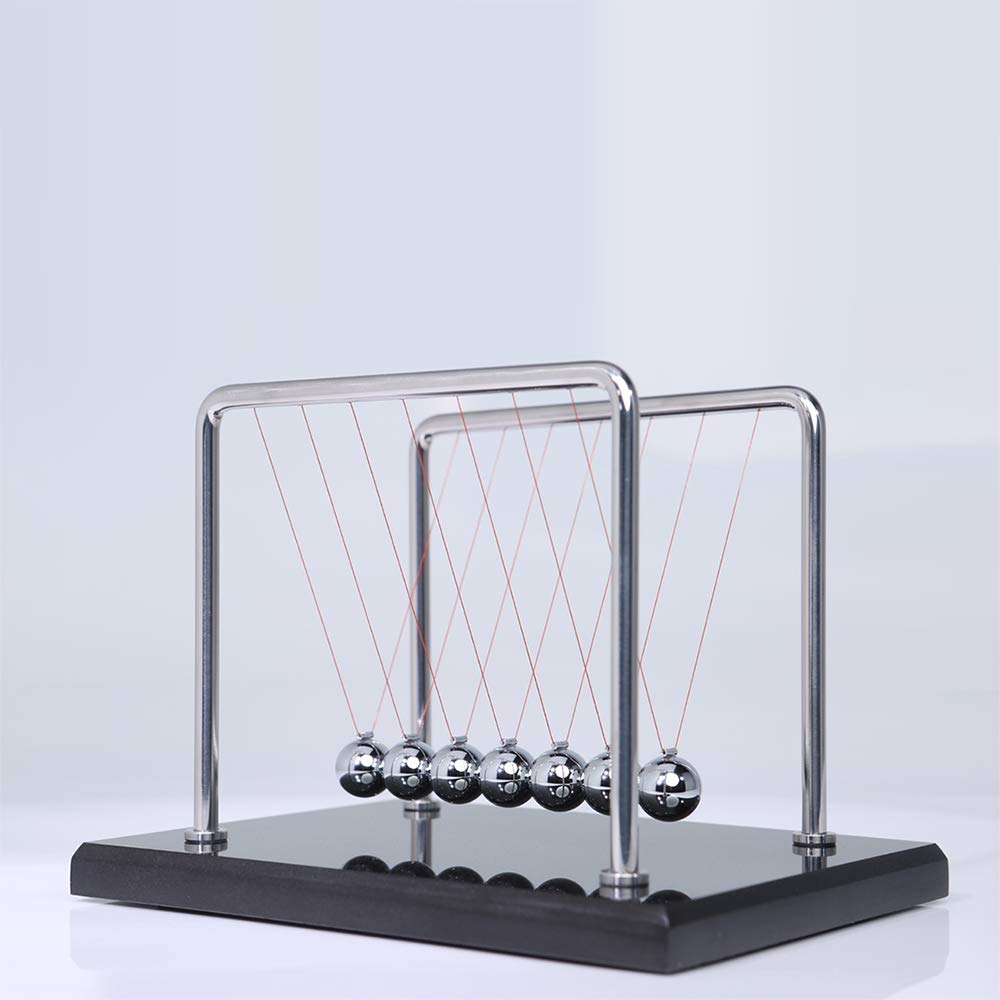 CERROPI Newton Cradle Balance Balls, Newton Pendulum with 7 Balls, Classic Newton Swing Ball, Science Physics Gadget | Desk Toys & Accessories, 50+ Sec Swingtime