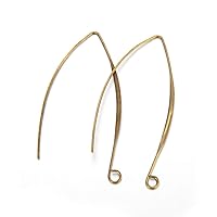 Adabele 50pcs Hypoallergenic Long V Shape Marquise Earring Hooks 45mm Antique Bronze Plated Brass Earwire Connector (Wire 0.7mm/0.028 Inch/21 Gauge) CF249-4