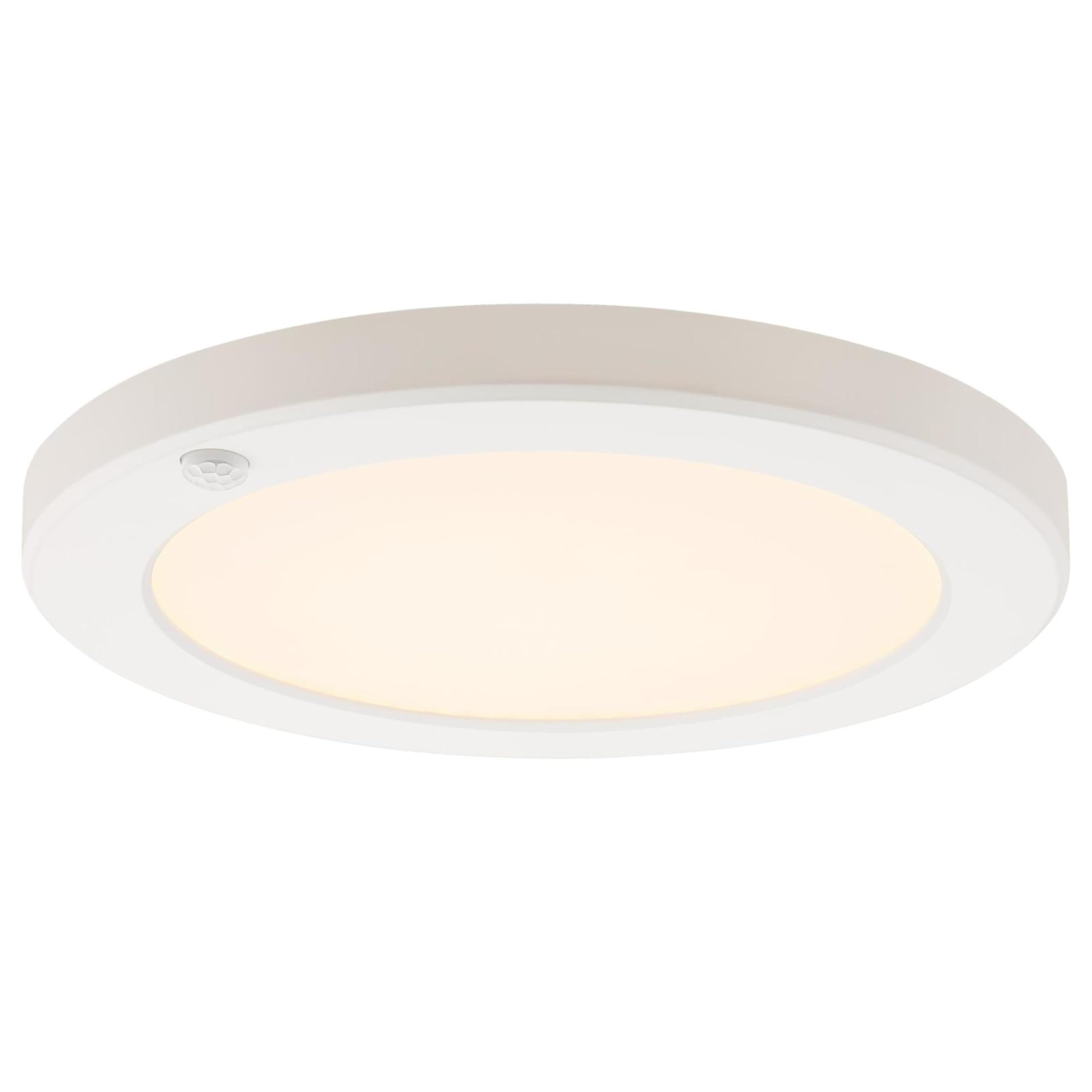 Westinghouse Lighting 6133200 8 Inch 18 Watt LED Indoor Flush Mount Fixture with Motion Sensor and Color Temperature Selection, 3000K, 4000K, 5000K, White Finish with White Acrylic Shade