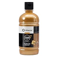 Artecho Gold Acrylic Paint Large Bottle 500ml / 17oz, Gold Craft Paint for Art Supplies, Gold Paint for Canvas, Rocks, Wood, Fabric, Ceramic, Non Toxic Paint