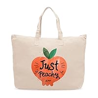 Just Peachy Cotton Canvas Bag - Peach Print Presents - Unique Present Ideas