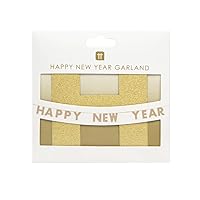 Talking Tables Happy New Year Banner - 10ft Gold Party NYE Decorations 2023 Bunting Glitter Garland Eco-Friendly Flitter