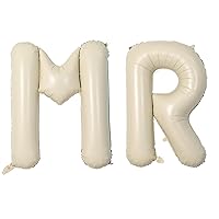 Biapian 40 Inch Letter Balloons, Giant Cream MR Foil Balloon, Big Single Alphabet MR Balloons, Beige Large Aluminum Balloon Helium for Bachelorette Party Anniversary Couple Sweetheart Party Decoration