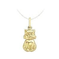 Carissima Gold 9 ct Yellow Gold Cat Pendant on Trace Chain Necklace of 46 cm/18-inch