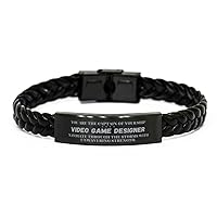 To My Video Game Designer Gifts, You Are The Captain Of Your Ship, Navigate Through The Storms With Unwavering Strength, Amazing Braided Leather Bracelet For Video Game Designer Birthday Christma