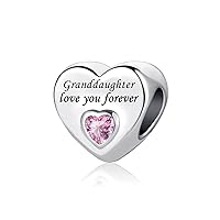 KunBead Jewelry Women Girls Love You Forever Heart Birthday Bead Charms for Mum Sister Grandma Daughter Auntie Wife Dad