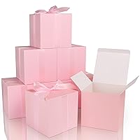 COTOPHER Small Gift Boxes 25 Pack 5x5x5 inches Pink Gift Boxes with Lids for Gifts, Crafting, Wedding Party Favor, Cupcake Boxes, Candy, Bridesmaids Proposal Box with Ribbons and Stickers