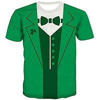 KYKU St Patricks Day T-Shirt Men's Leprechaun Costume Green Tuxedo T-Shirt Irish Clover Clothing
