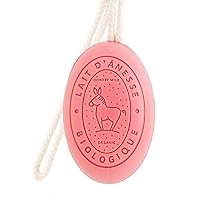 Savon de Marseille - French Soap on a Rope Made With Fresh Organic Donkey Milk - Strawberry Fragrance - 175 Grams