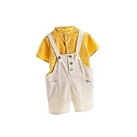 Summer Children's Short-Sleeved Smiley face Printed Suspenders Two-Piece Suits.