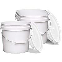 White Pails and Lids - Heavy Duty Buckets for Storage - Economical, Durable and Easy to Use (2Gallon 5Pack)
