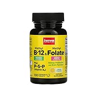 Jarrow Formulas Methyl B-12 & Methyl Folate - 100 Chewable Tablets, Lemon - Pack of 2 - Bioactive Vitamin B12 & B9 - Supports Energy Production, Brain Function & Metabolism - 200 Total Servings