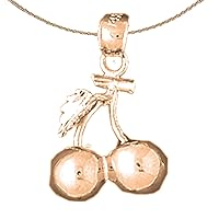 3-D Cherries Necklace | 14K Rose Gold 3D Cherries Pendant with 18